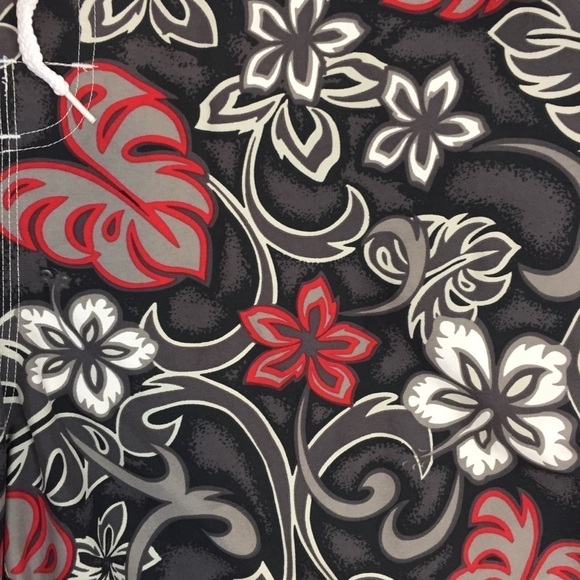 OP Sport Board Shorts Mens XL Gray Red Graphic Swim Trunks Drawstring Mesh Lined - Picture 3 of 13